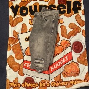 Mens white/grey ripped skinny jeans (practically new)